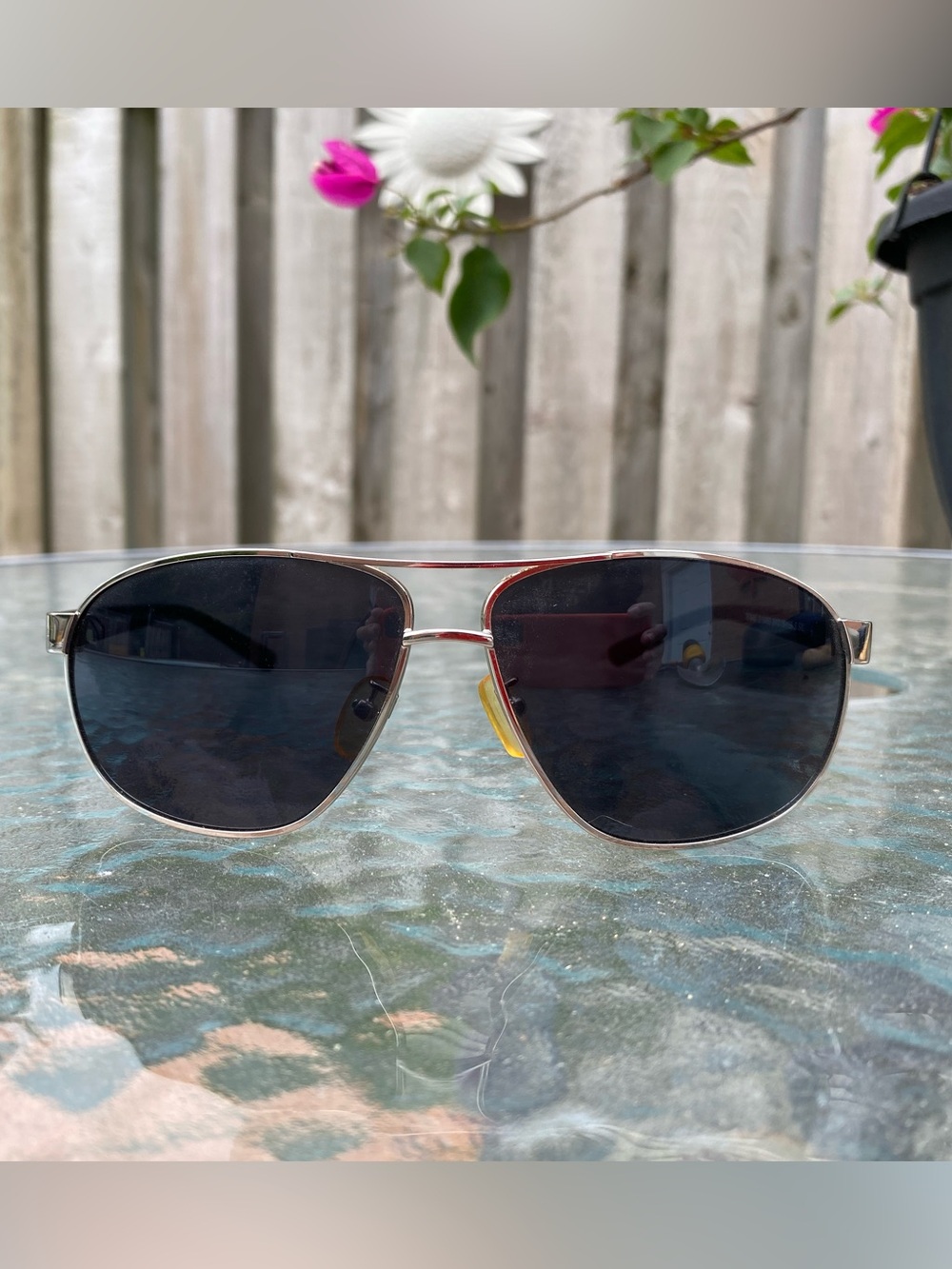 Aviator Style Sunglasses - Silver Frame with Dark Lenses